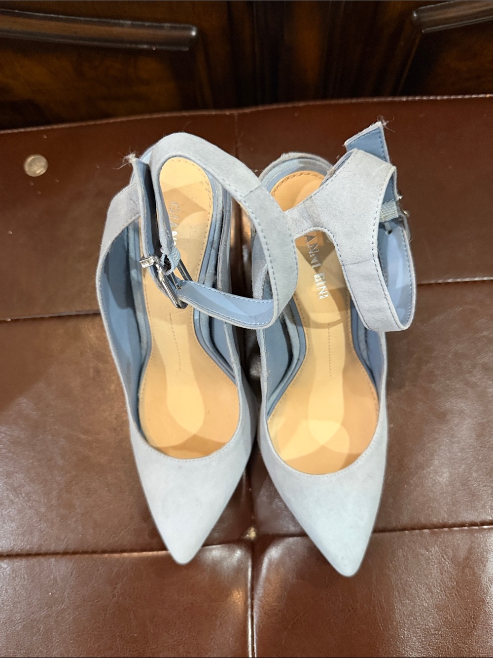 Gianni Bini Light Blue Pointed Ankle-Strap Pumps
